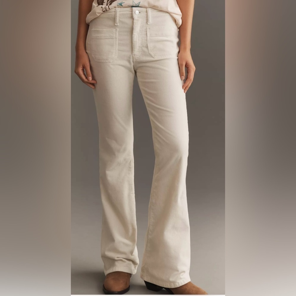 NEW w/tags  (NWT) Anthropologie Ivory The Icon Corduroy Flare Jeans by Pilcro